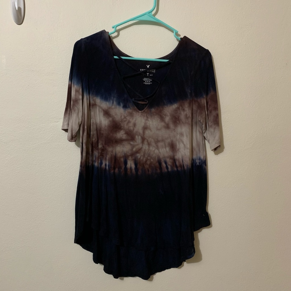 AEO Soft & Sexy Criss Cross Tie Dye Top
